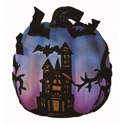 Transpac Resin Multicolor Halloween Light Up Witch Pumpkin