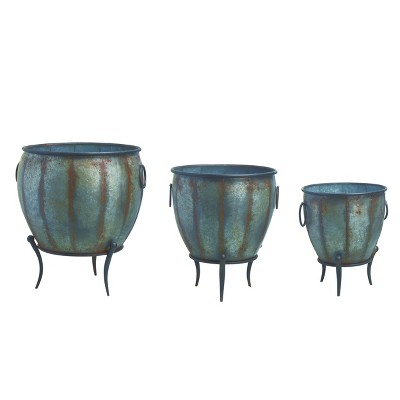 Transpac 22.25 in. Metal Standing Containers Set of 3