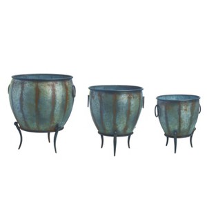Transpac 22.25 in. Metal Standing Containers Set of 3 - 1 of 4
