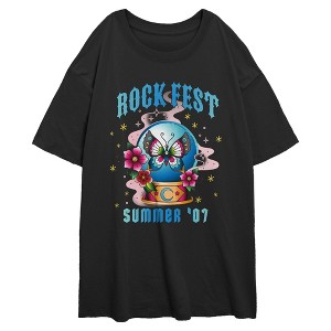 Junior's Lost Gods Butterfly Rock Fest Summer Oversized T-Shirt - 1 of 2