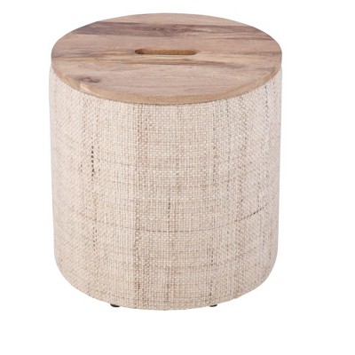 Carolina Chair  Table Handwoven Nereus Wood Top Storage Ottoman