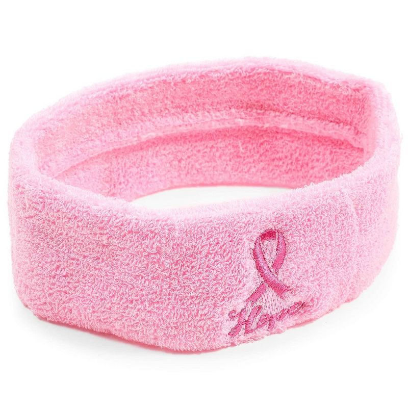 Sparkle and Bash 3 Pack Pink Breast Cancer Awareness Sweat Bands and Headband Set, 3 of 8