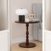 GlasFlength Coffee Tables Round Side Table Small Drink Table Small Accent Pedestal Table for Living Room Corners, Brown, 23.23"*23.23"*20.47" - 2 of 4