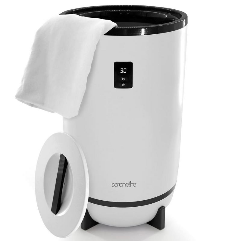 SereneLife Large Bucket Towel Warmer, White & Black, 1 of 7