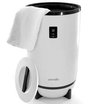 SereneLife Large Bucket Towel Warmer, White & Black