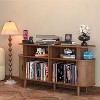 Large Round Record Player Stand with Charging Station，Record Storage Cabinet, Mid Century Modern Turntable Stand for Bedroom Living Room - 2 of 4