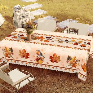 CHIC CRATE Tablecloth Home Fashions Autumn Leaves Fall Pumpkin Table Cover for Holiday Thanksgiving Harvest - 1 of 4