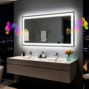 ARTLOGE 20/24/40/48in Smart Bluetooth LED Bathroom Mirror with Double Speakers Backlight Stepless Dimming, Lights Memory Function, Wall Mirror - 1 of 4