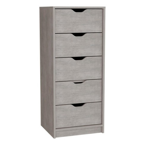 5 Drawers Narrow Dresser Slim Storage Chest Of Drawers Concrete Gray bedroom Target