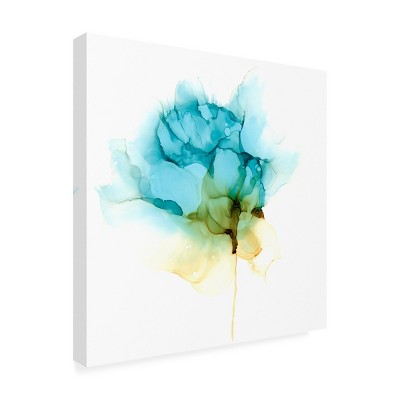 Trademark Fine Art -Jennifer Goldberger 'Blooming Cyan I' Canvas Art