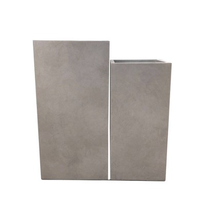 Set of 2 Kante Lightweight Outdoor Durable Square Planters Weathered Concrete Gray - Rosemead Home & Garden, Inc.