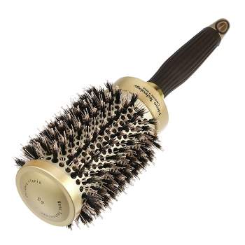 Unique Bargains Nylon Bristle Pins Round Hair Brush Gold Tone 10.83"x3.39"1 Pc