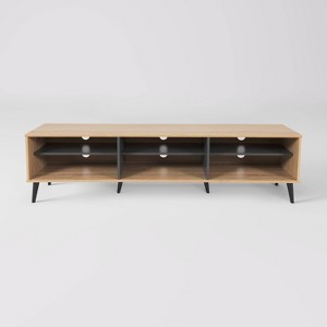 CorLiving Cole TV Stand for TVs up to 85" Light Brown/Gray: Modern Media Console with Adjustable Shelves - 1 of 4