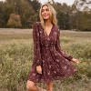 Women's Floral Long Peasant Sleeve Chiffon A-Line Mini Dress - Cupshe - 3 of 4