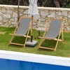 Tangkula 2pcs Foldable Patio Sling Chair w/ Solid Bamboo Frame & Breathable Canvas Seat Beach, Garden, Patio - image 4 of 4