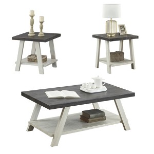 Dexmalle Athens Contemporary 3-Piece Wood Shelf Coffee Table Set - 1 of 4