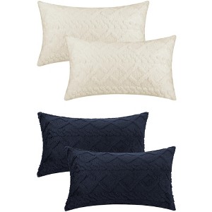 Unique Bargains 4 Pcs Solid Geometric Short Plush Throw Soft Throw Pillow Covers - 1 of 4