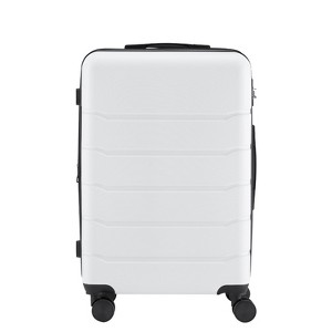 FURNIinspire Luggage Hardside Checked Spinner Suitcase, 24 Inch Travel Suitcase Rolling Luggage With TSA Lock, White, 10.83"*17.32"*26.38" - 1 of 4