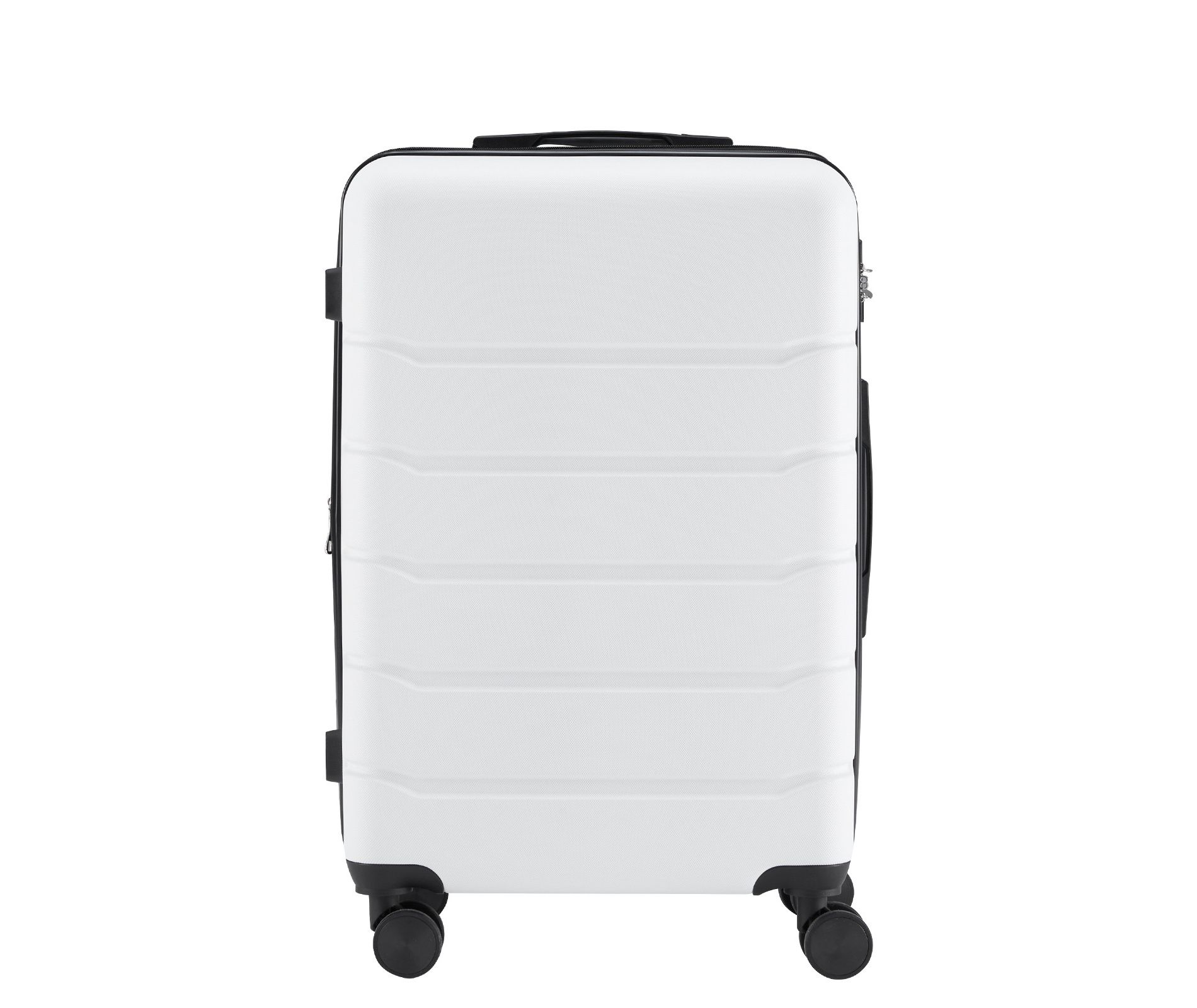 FURNIinspire 24 Inch Luggage Hardside Checked Spinner Suitcase, Travel Suitcase Rolling Luggage With TSA Lock, White, 10.83"*17.32"*26.38"