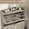 Slim Shoe Cabinet for Entryway, Farmhouse 2-Drawer Flip-Down Shoe Organizer with Hooks & Ventilation, Fits Size 13 Shoes - 2 of 4