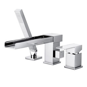 WOWOW Waterfall Single-Handle Deck-Mount Roman Tub Faucet with Hand Shower in - 1 of 4