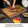 Acacia Wood Cutting Board, 20x15 Inch Large Wooden Chopping Board Butcher Block with Deep Juice Grooves & Recessed Handle for Home Restaurant, 3 Pack - 2 of 4
