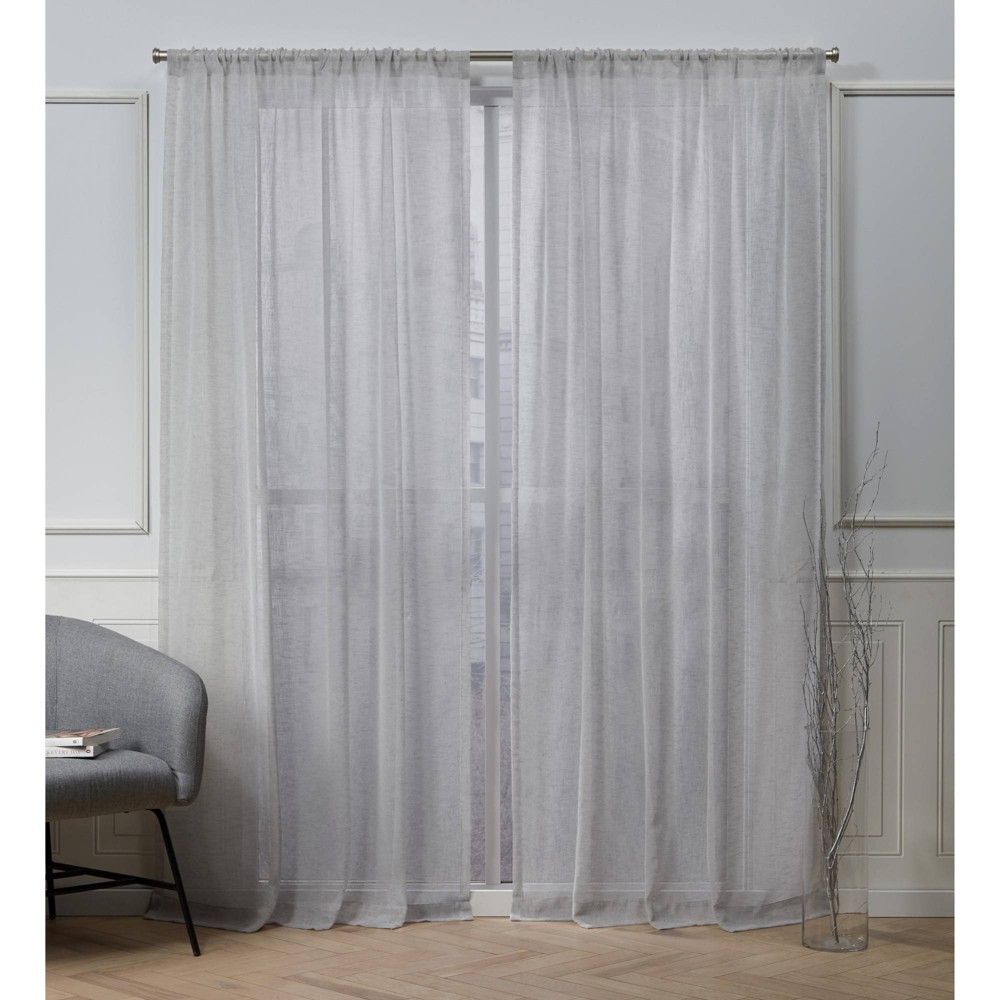 96"x50" Belfry Rod Pocket Sheer Window Curtain Panels Silver - Nicole Miller: Modern Drapes, Window Sheers, 2 Panels