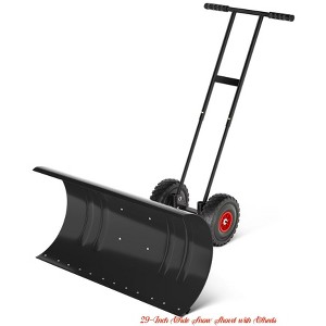 29/36-Inch Wide Snow Shovel w/ Wheels, Heavy Duty Metal Snow Pusher Shovel w/5-Position Angled Blade & Adjustable Handle - 1 of 4