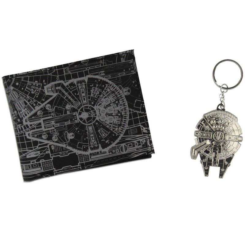 Disney Star Wars Men's Millennium Falcon Bifold Wallet and Keychain Gift Box Set Multicoloured, 1 of 6