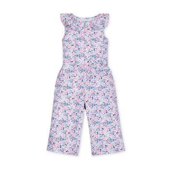 Hope & Henry Girls' Sleeveless Round Collar Button Front Jumpsuit, Infant