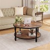 Jojoka Coffee Table with Open Storage Shelf, 2-Tier Industrial Circle Wood Center Table for Living Room,Storage - 3 of 4