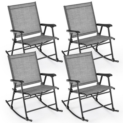 Tangkula Set of 4 Patio Rocking Char Outdoor Folding Rocker w/ Sturdy Metal Frame