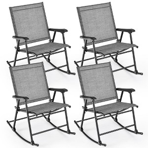 Tangkula Set of 4 Patio Rocking Char Outdoor Folding Rocker w/ Sturdy Metal Frame - 1 of 4