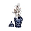 Sagebrook Home 18" Ceramic Temple Jar - Blue and White Floral Chinoiserie Floral Design Contemporary Decorative Jar Accent - 2 of 4