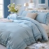 Cozy Cotton Duvet Cover Set – Soft Breathable 3-Piece Bedding with Double Ruffle Edge, Romantic Farmhouse Cottage Style - 2 of 4