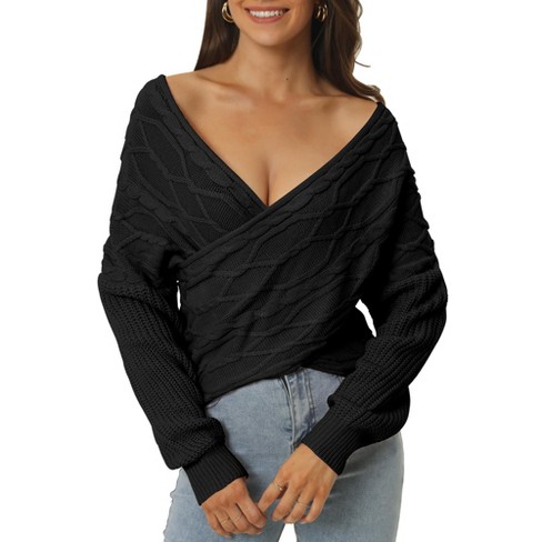 Cross wrap off shoulder sweater sale