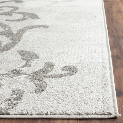 Oversized Silver and Ivory Synthetic Rectangular Area Rug