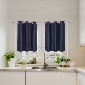 PiccoCasa Window Rod Pocket Valance Thermal Insulated Curtain Panels 2Pcs - 1 of 4
