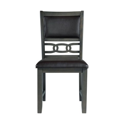 Transitional Slate-Gray Faux Leather Upholstered Side Chair Set