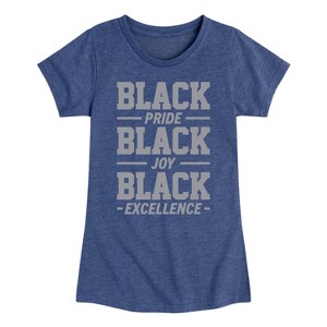 Girls' - Instant Message - Black Pride Joy Excellence Fitted Short Sleeve Graphic T-Shirt - 1 of 4