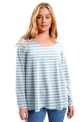 June + Vie by Roaman's Women's Plus Size Long-Sleeve Swing One + Only Tee