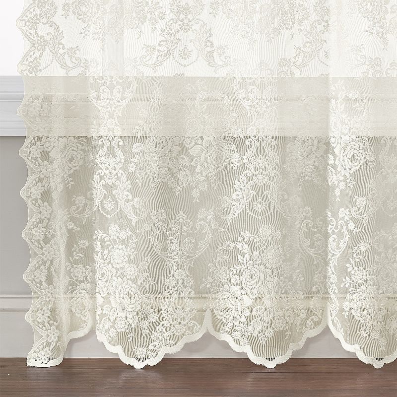 Kate Aurora Shabby Chic Lace Single Curtain Panel With An Attached Valance, 3 of 4