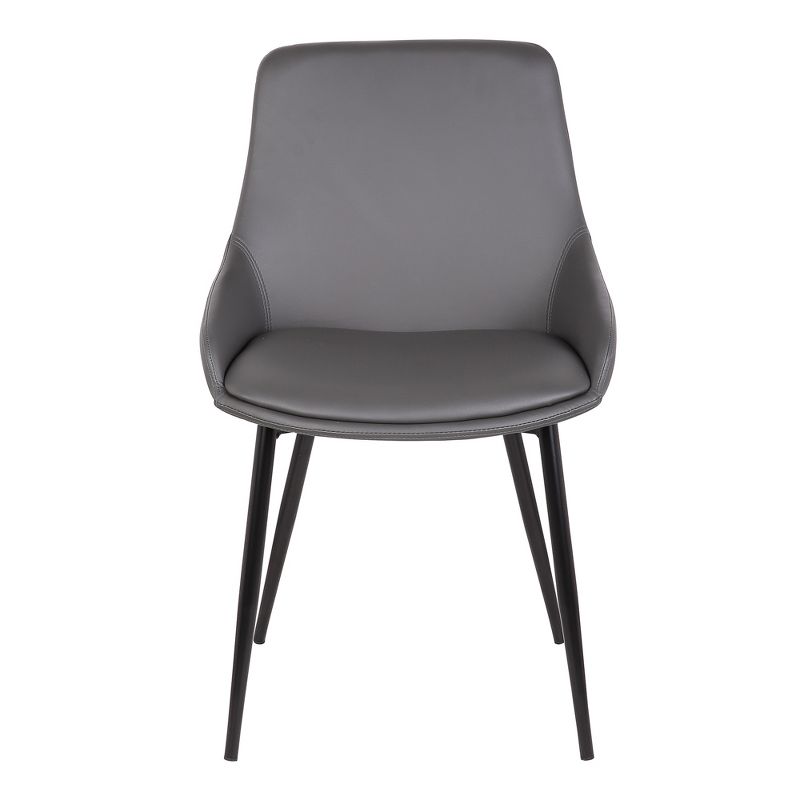 Mia Contemporary Dining Chair in Gray Faux Leather with Black Powder Coated Metal Legs - Armen Living, 4 of 9