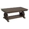 Classic Traditional Cocktail Table with Bottom Shelf Dark Oak Finish Scrolled Base Support 1pc Wooden Furniture Living Room Coffee Table - 2 of 4
