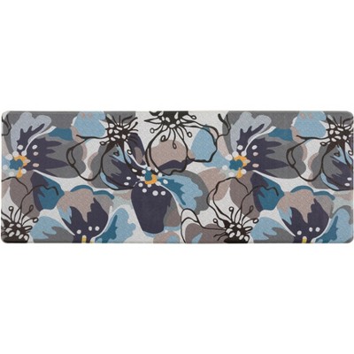 Blue and Gray Floral Anti-Fatigue Standing Mat 18" x 47"