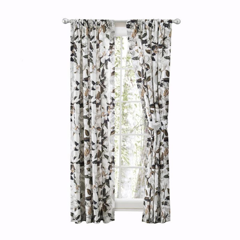 Ellis Curtain Magnolia Lined 3" Rod Pocket Curtain Panel Pair with Tiebacks White, 1 of 5