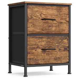 2-Drawer Fabric Nightstand with Steel Frame, 66 lb Top Load Storage Organizer for Bedroom - 1 of 4