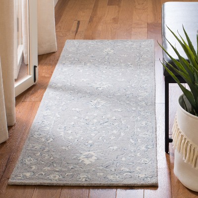 Gray Handmade Wool Medallion Runner Rug