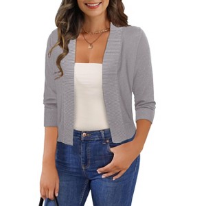 Clearlove Women's 3/4 Sleeve Cropped Cardigan Sweaters Open Front Bolero Short Shrugs - 1 of 1