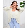 Clearlove Women's Plus Size Tie Front Cardigan Sweaters Long Sleeve Bow Sweater Fall Winter Trendy Outerwear Tops - 3 of 4